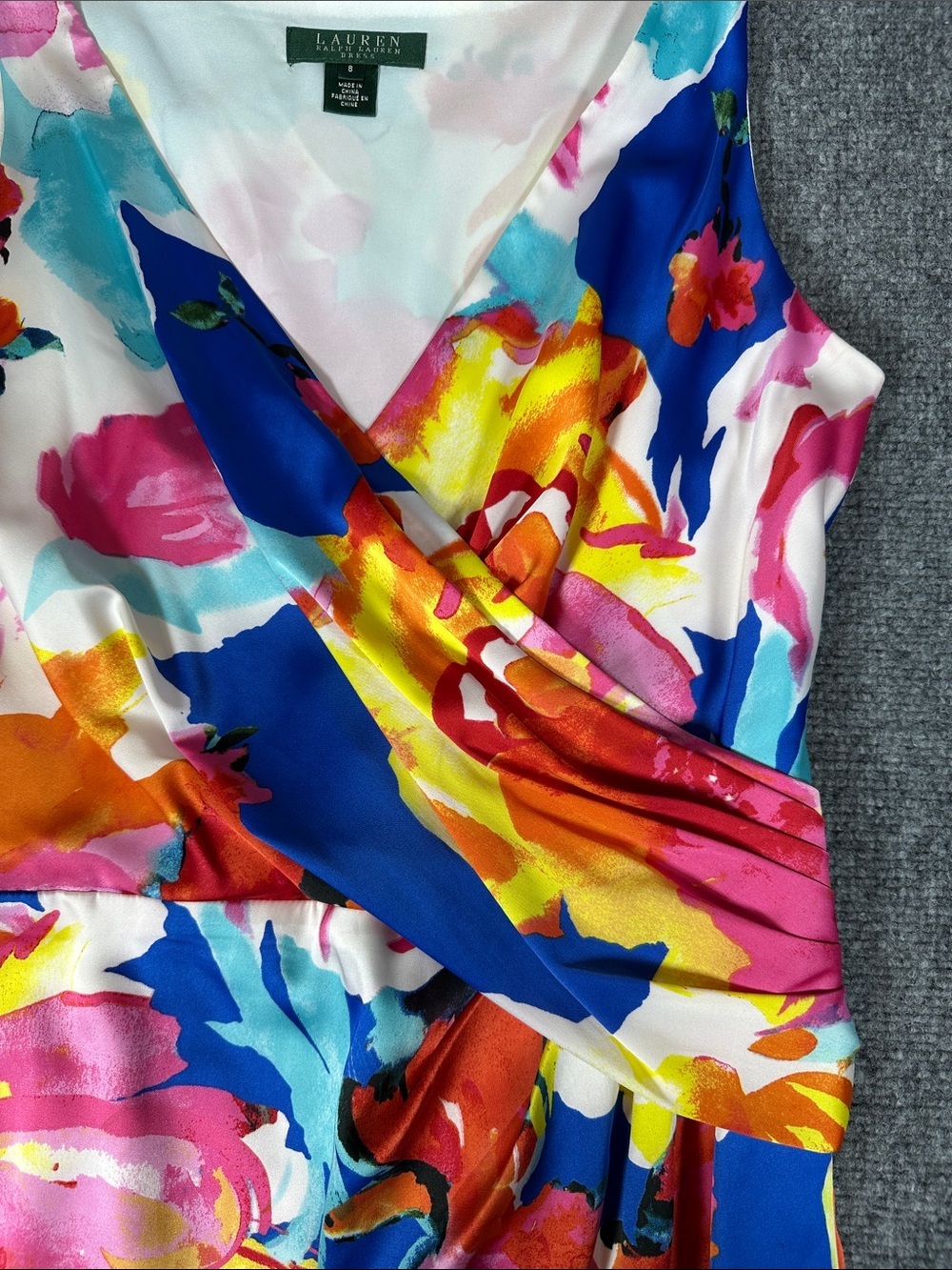 Lauren Ralph Lauren Floral Sleeveless Faux Wrap Midi Dress Women’s Size 8 - Picture 3 of 10